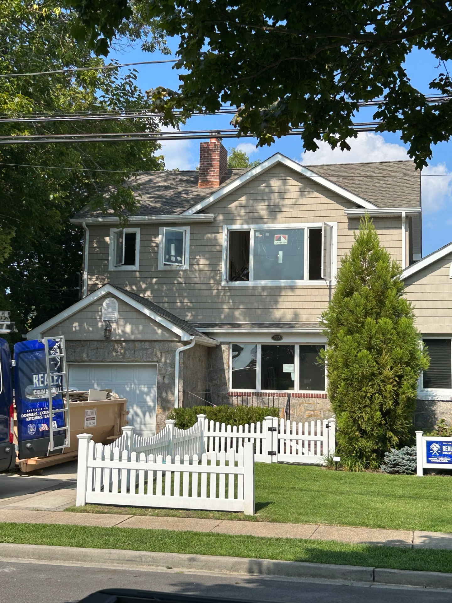Long Island home during a full exterior renovation