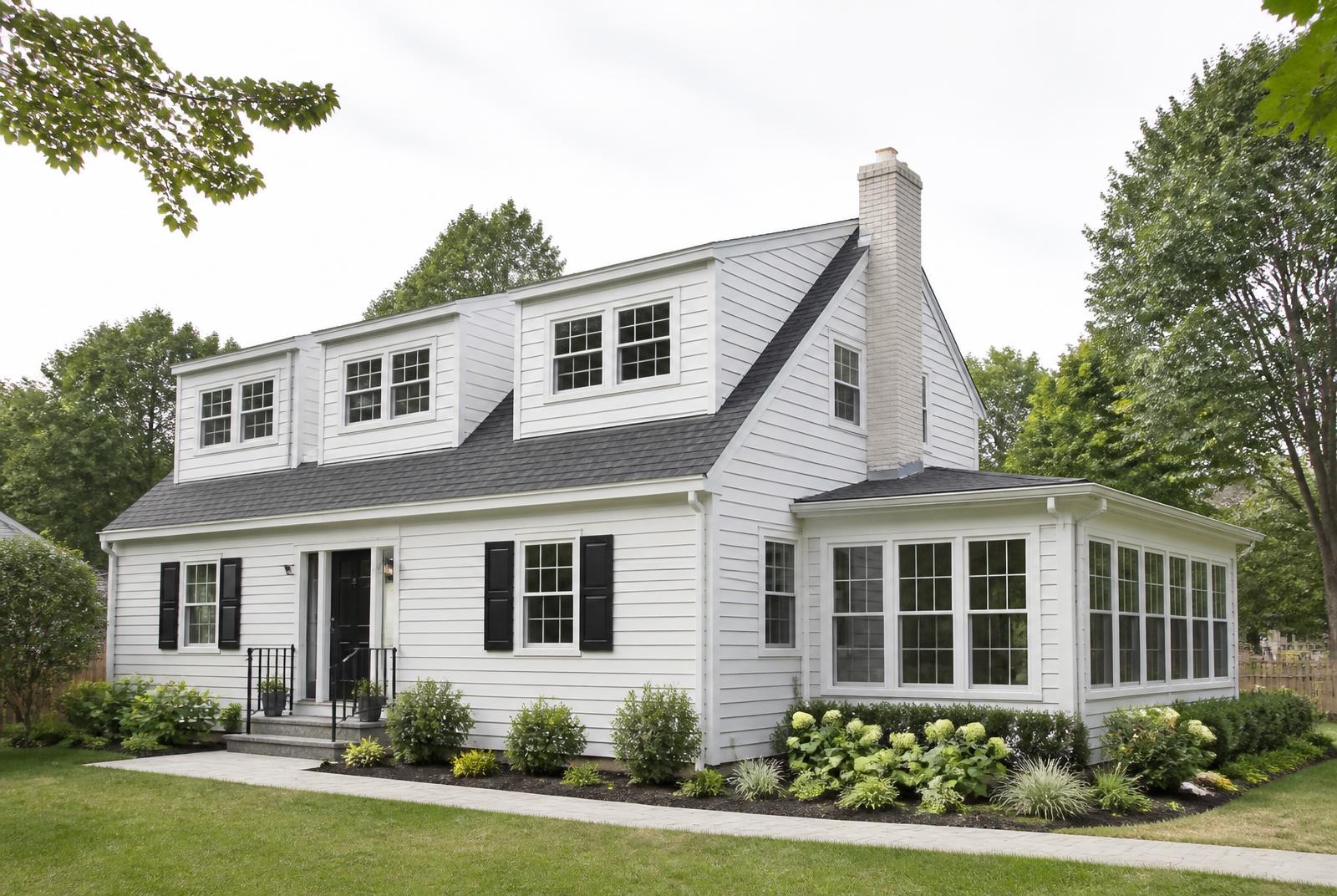 Completed second-story dormer addition on a Long Island home